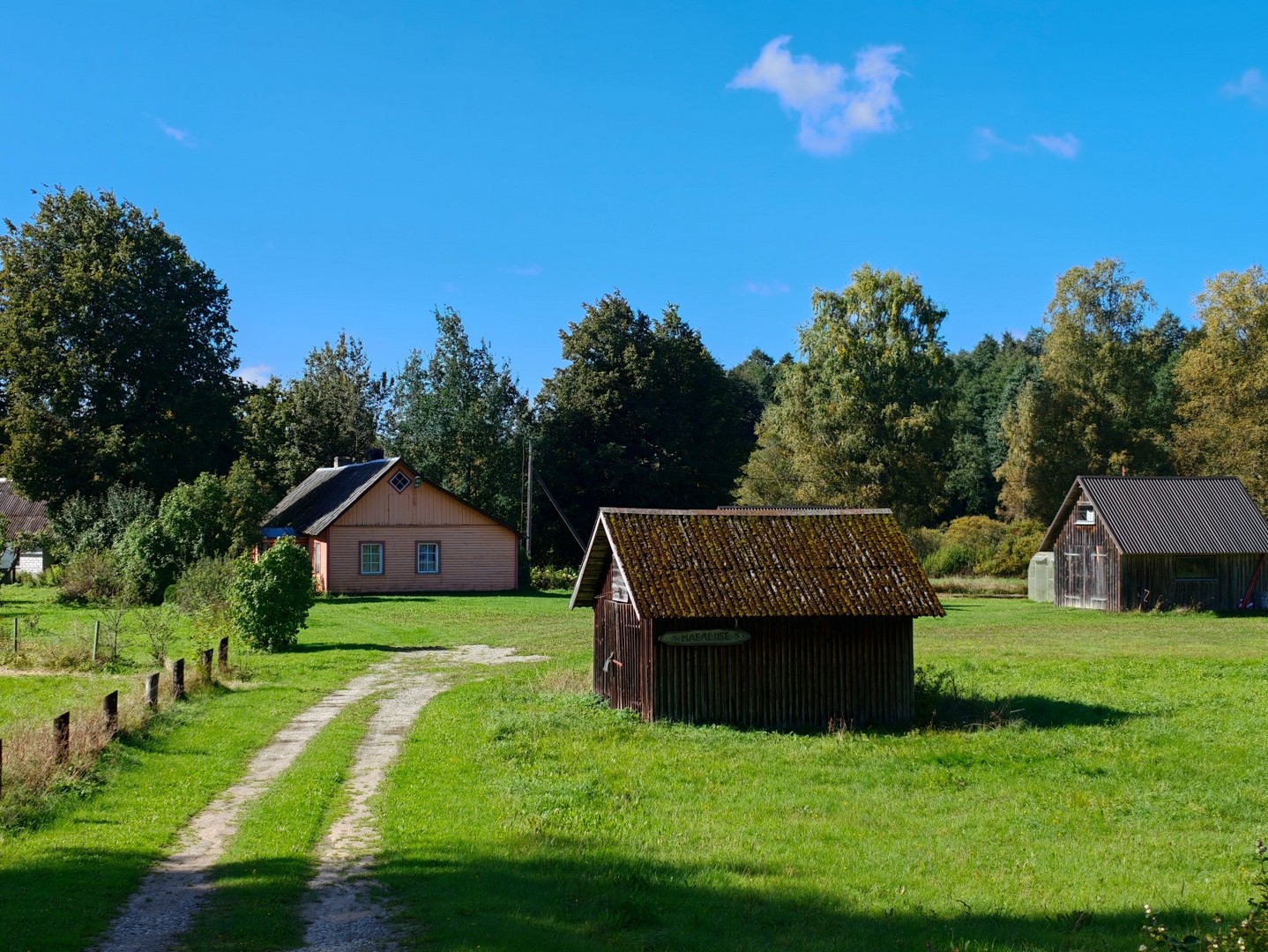 Drewniane domy i zabudowania na estońskiej wsi mijane podczas trekkingu szlakiem Oandu–Aegviidu–Ikla